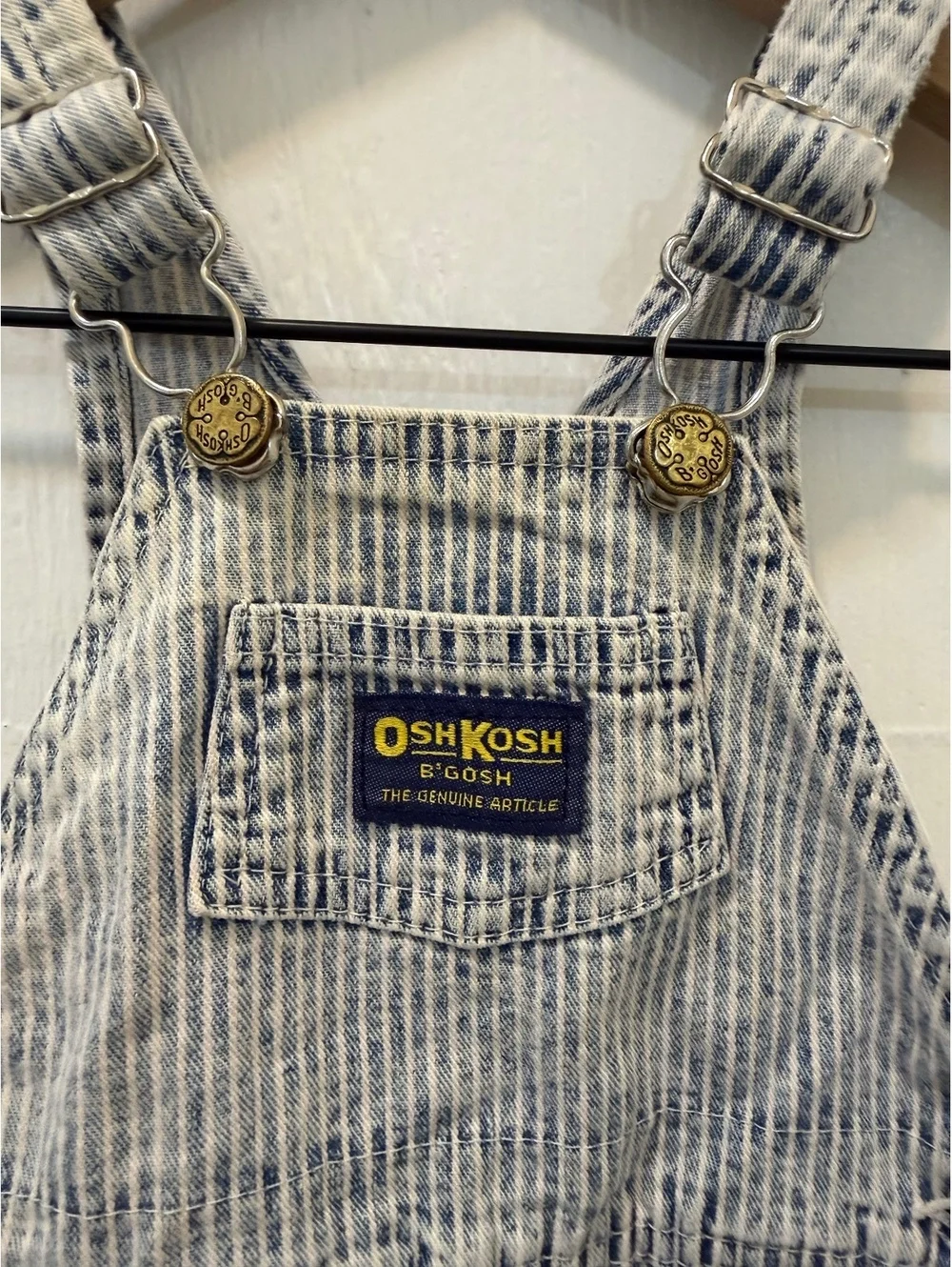 Vintage Oshkosh B'Gosh Vestbak Overalls, Railroad Stripe, 18M
